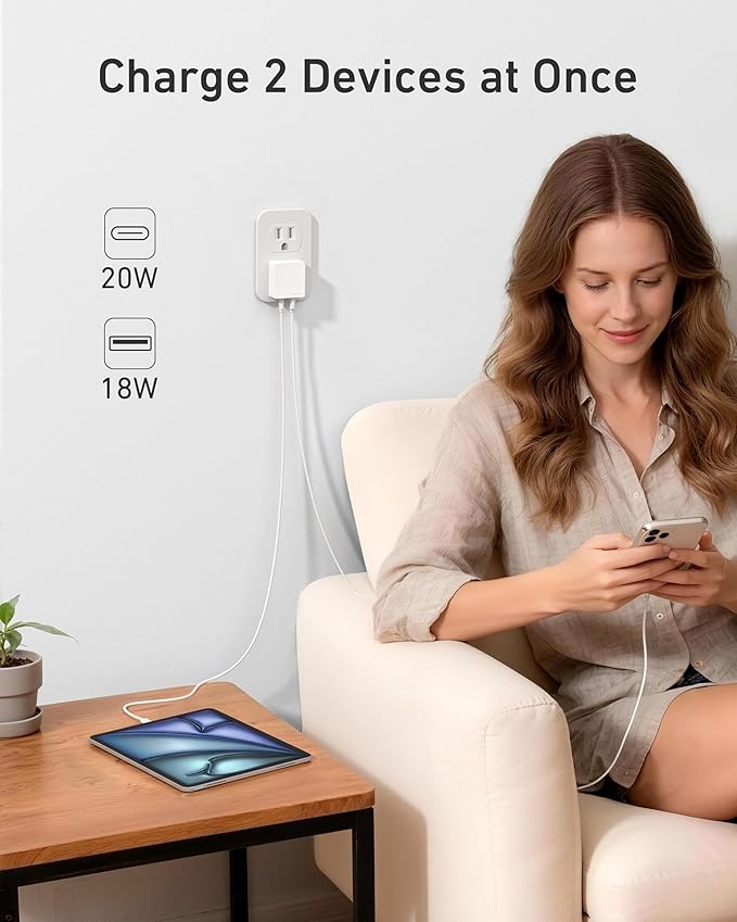 Nekmit Flat USB C Wall Charger, 45W Dual Port PPS Fast USB Charger Block - Image 4