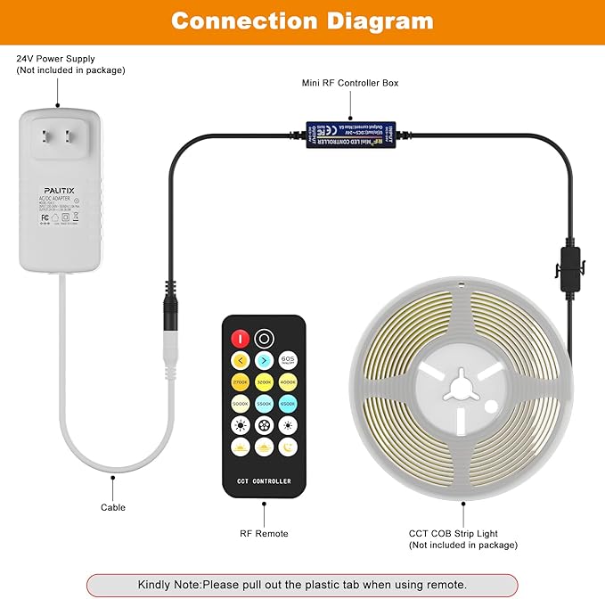 PAUTIX RF Remote Dimmer CCT Tunable COB LED Strip Lights, 17-Key Wireless - Image 5