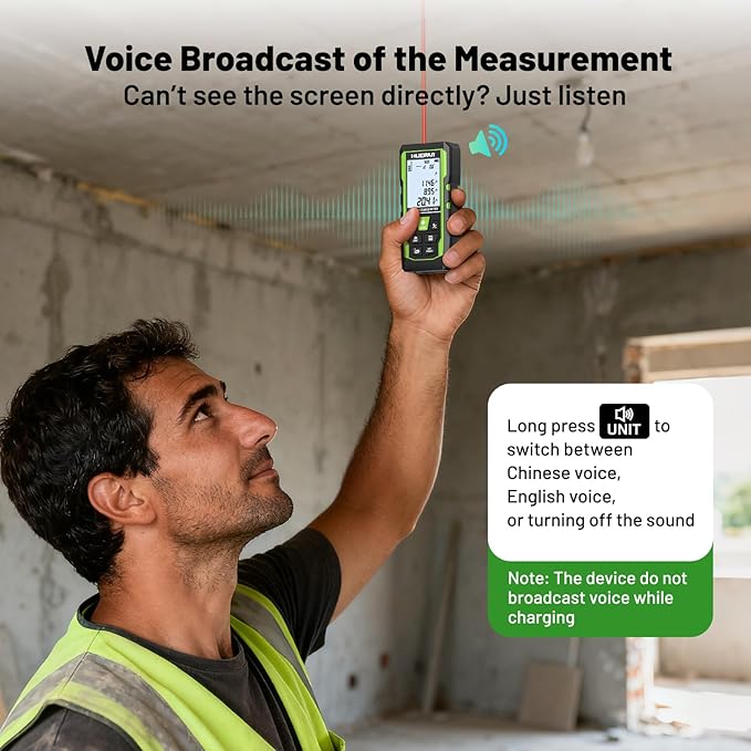 Laser Measuring Tool 3-in-1, Huepar 165 Ft Laser Measure & 33 Ft Green Cross - Image 3