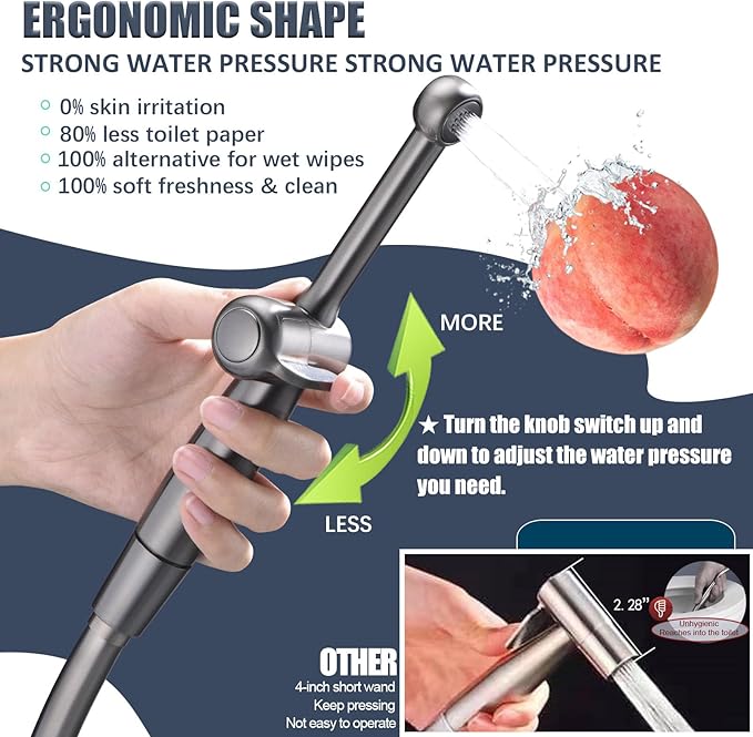 SonTiy Handheld Bidet Toilet Sprayers Black Stainless, Cloth Diaper Sprayer - Image 4