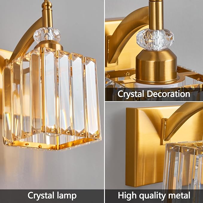 BBLLWJ Modern Bathroom Vanity Light 4-Light Gold Crystal Light Fixtures Over - Image 5