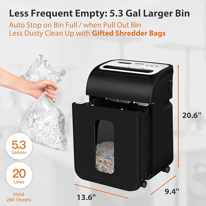 VidaTeco Paper Shredder for Home Office14-Sheet 60-Mins Micro Cut Shredder - Image 6