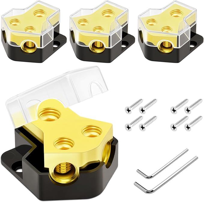 Bolipoeq 12V Power Distribution Block Car Audio 2 Way 0/2/4 Gauge in 4/6/8 by Unknown