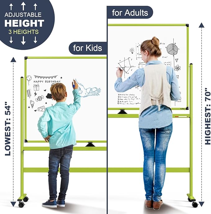 Rolling Whiteboard, 48x32 Inches Mobile Whiteboard on Wheels, Magnetic Dry - Image 2