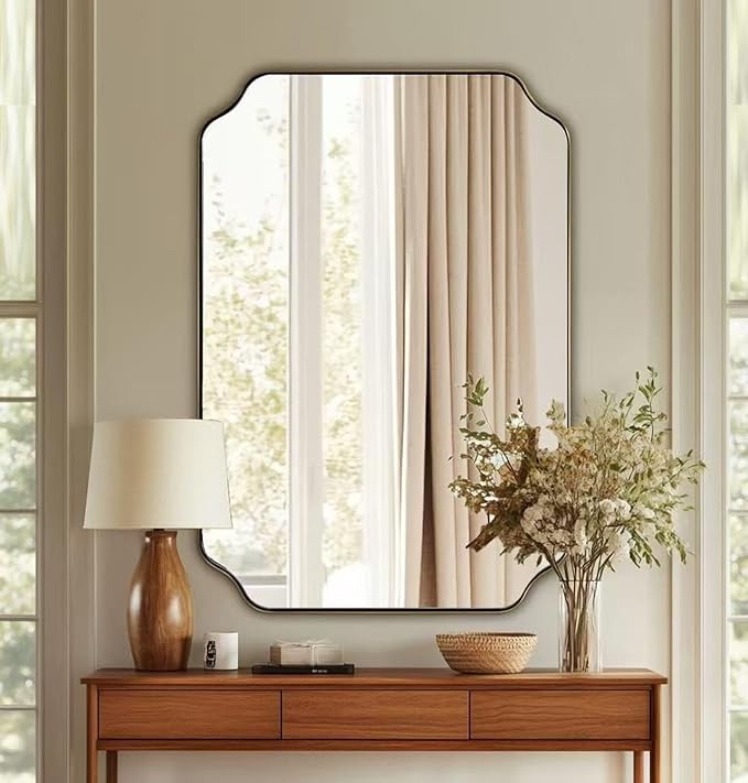 ANDY STAR 26"x38" Gold Mirror, Brushed Brass Scalloped Wall Mirror, Unique - Image 7
