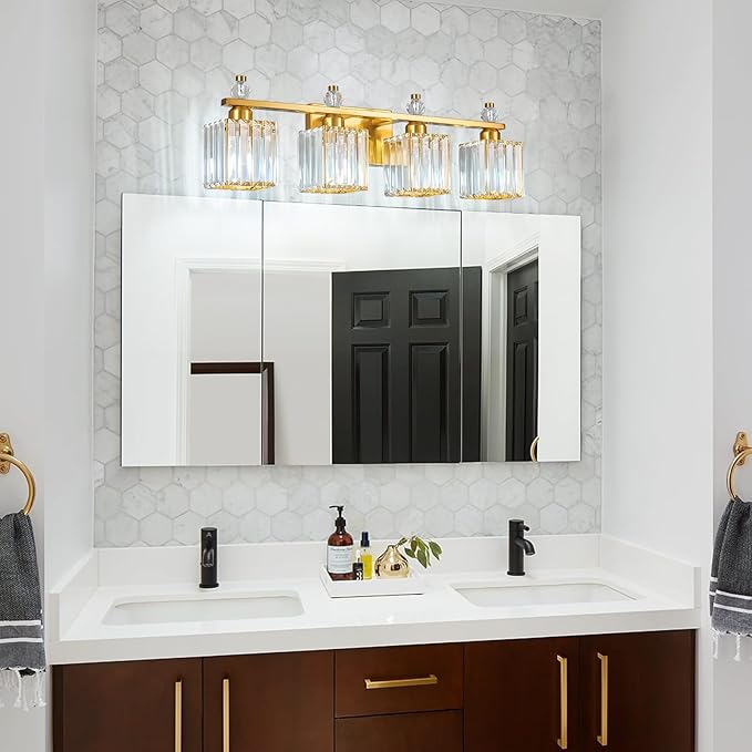 FDPBY Vanity Lights 4-Light Modern Crystal Vanity Light Gold Bathroom Light - Image 6
