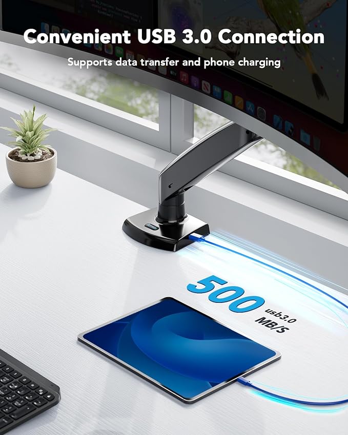 HUANUO Single Monitor Arm for 13-49 inch Screens, Ultrawide Computer Monitor - Image 4