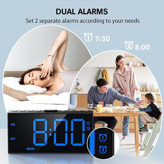 Mesqool Loud Alarm Clock for Heavy Sleeper, - Image 3