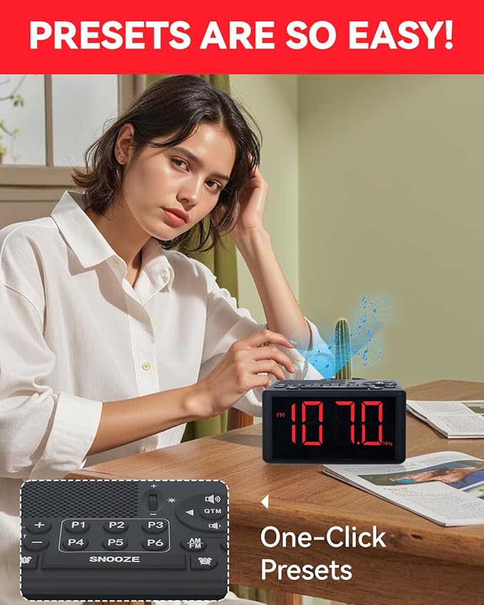 Digital Alarm Clock Radio with AM/FM Radio, Dual Alarms, Weekday / Weekend Alarm - Image 5