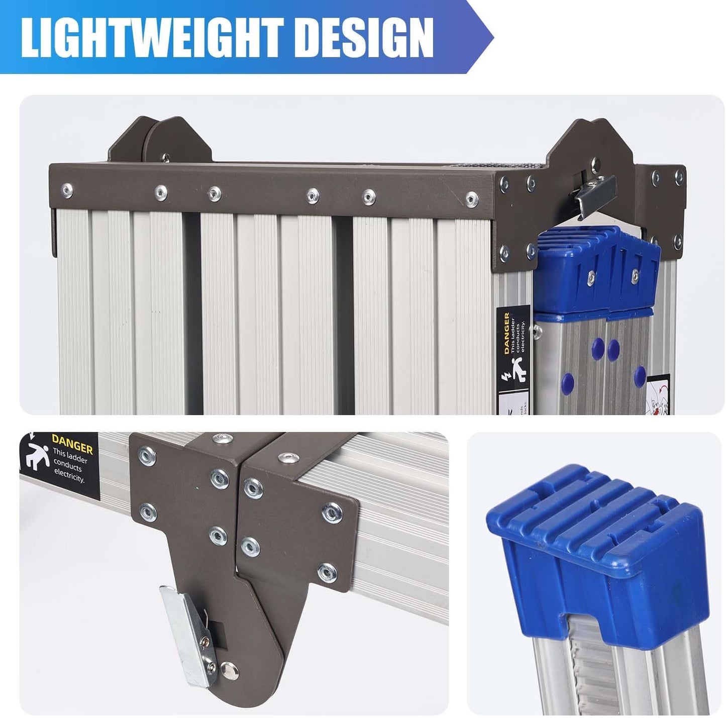 14-20” 26-Level Adjustable Aluminum Work Platform Bench Step Stool Ladder | 6/25” Increase, 800lbs Loading Capacity, Non-Slip Surface, Portable, Foldable, For Uneven Ground Car Washing Home Painting