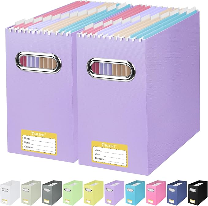 BALEINE File Organizer Box, Cardboard File Folder Organizer by BALEINE