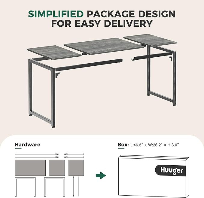 Huuger Computer Desk, 80 Inch Office Desk, Gaming Desk - Image 8
