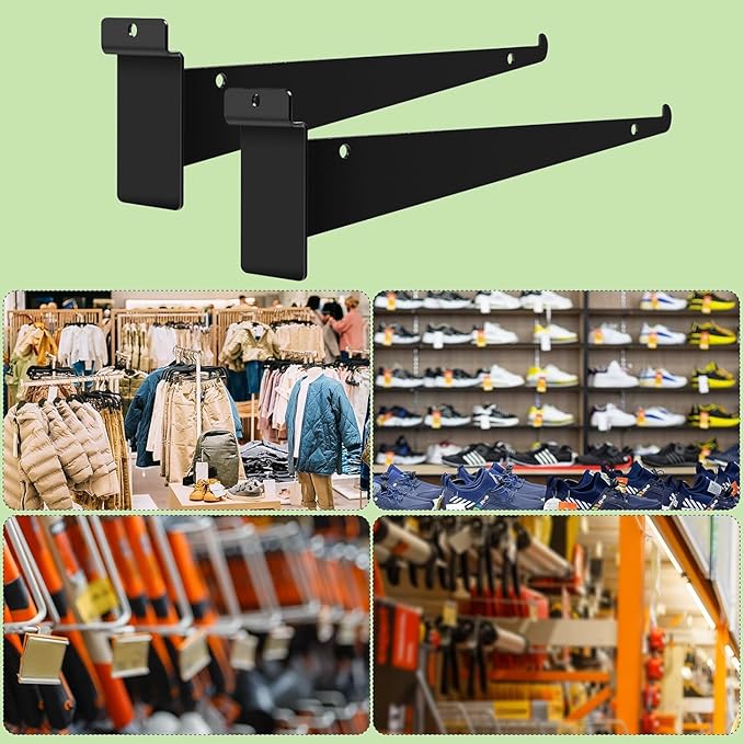 APOCHON 12 Pack Slatwall Shelf Bracket 12 inch, Heavy Duty Slatwall Knife Shelf - Image 5