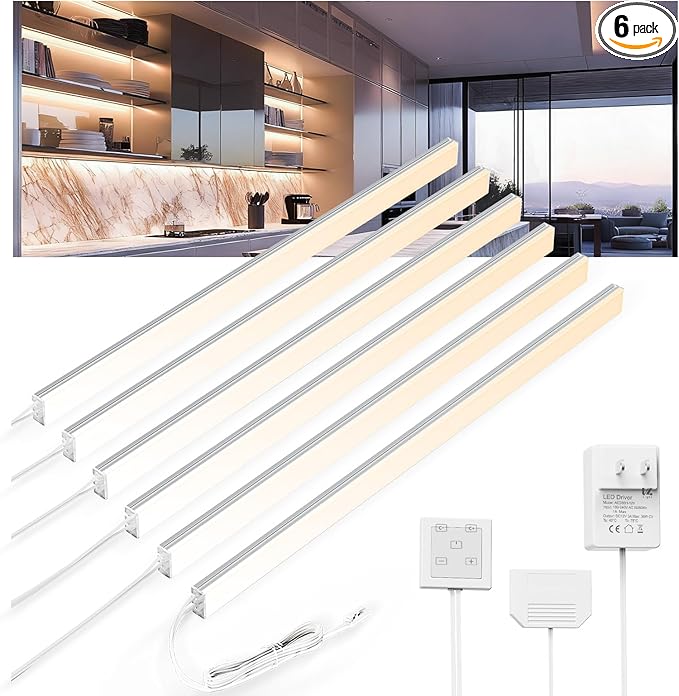 V4light 12'' Aluminum Under Cabinet LED Lights, Plug-in & Wired Touch Dimmer by V4light