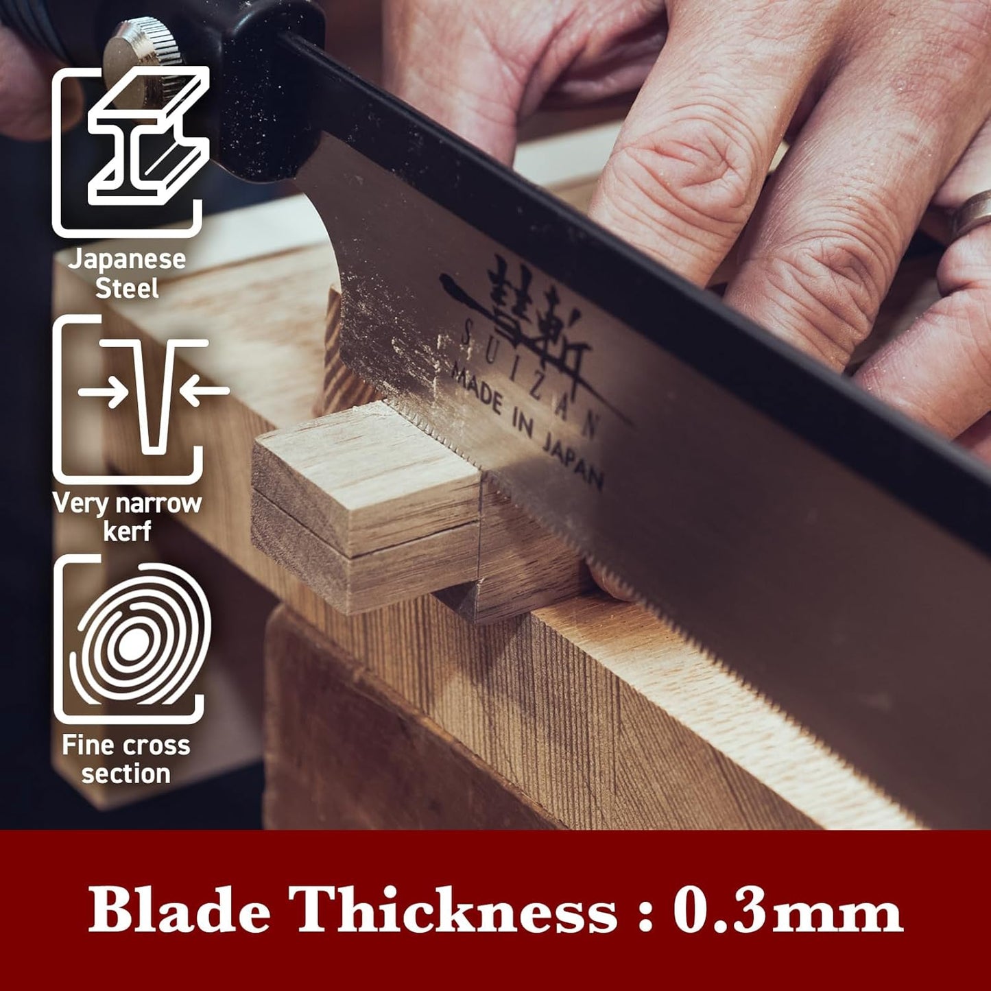SUIZAN Dozuki Dovetail Saw 7" Rip Cross Cut - Japanese Pullsaw Hand Saws | Professional Pull Saw for Woodworking Joinery Tenon Furniture Making DIY Tools Fine Wood Cut Miter Sharp Replaceable Blade