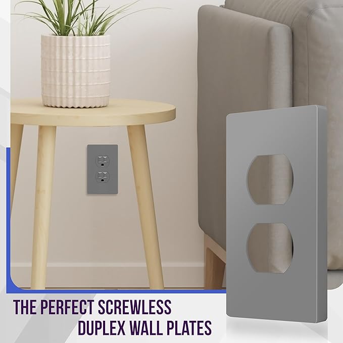 ENERLITES Screwless Duplex Wall Plate, Child Safe Receptacle Outlet Cover - Image 3