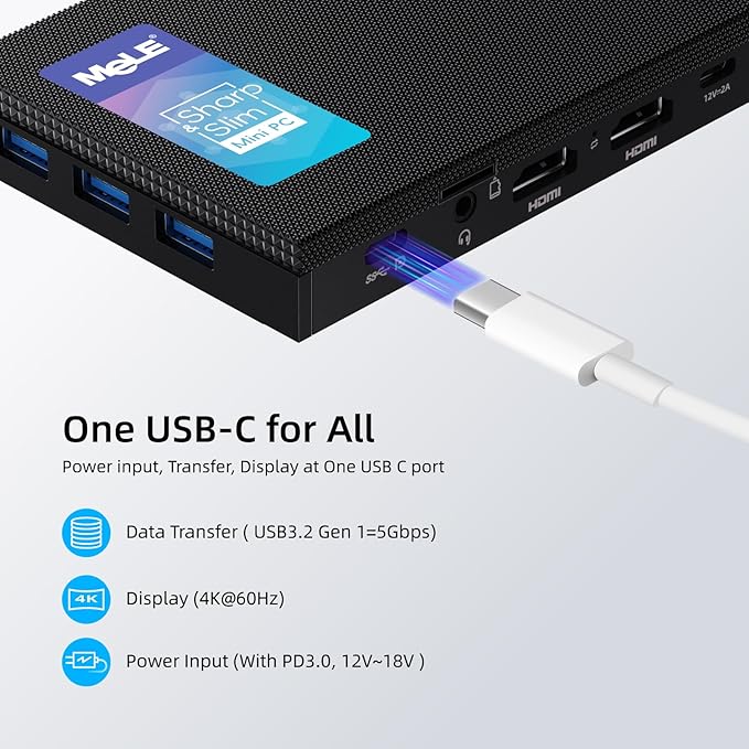MeLE Quieter3C Fanless Mini PC, Celeron N5105, 8GB RAM, 128GB Storage, - Image 2
