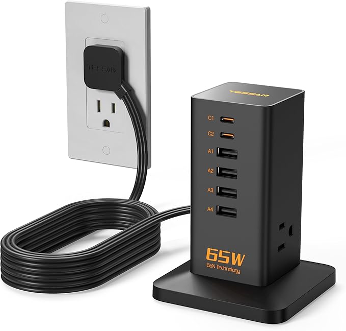 USB Charging Station for Multiple Devices 10Ft Cord, TESSAN 9-in-1 USB C by TESSAN