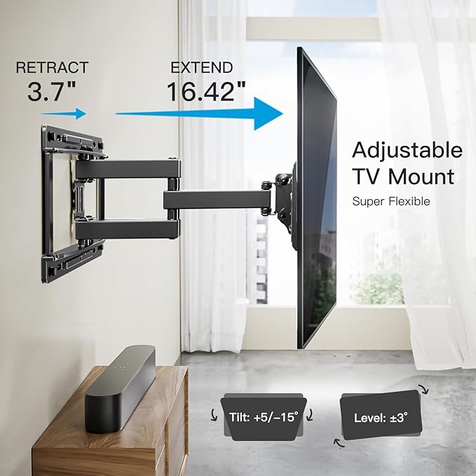 Pipishell TV Wall Mount, Full Motion Wall Mount - Image 5