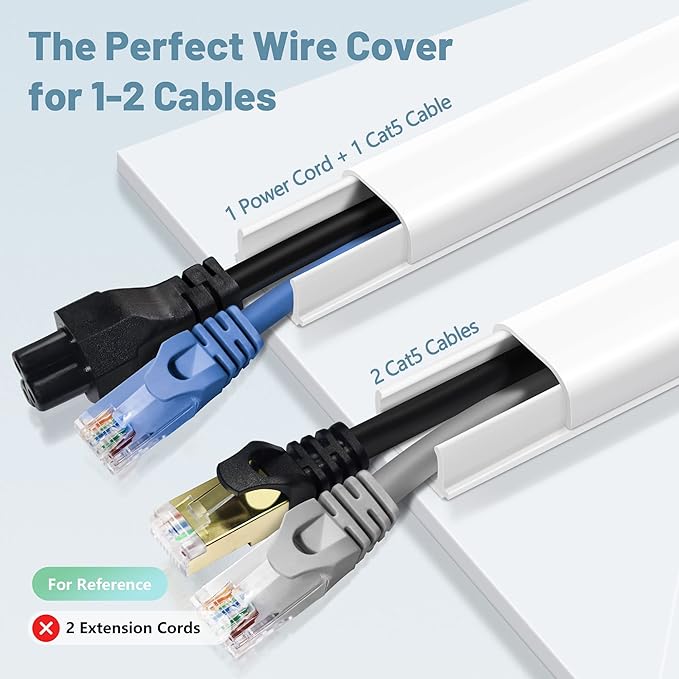 Wire Covers for 2 Cords, 68in Wire Hider on Wall Mounted, Cable Cover Paintable - Image 4