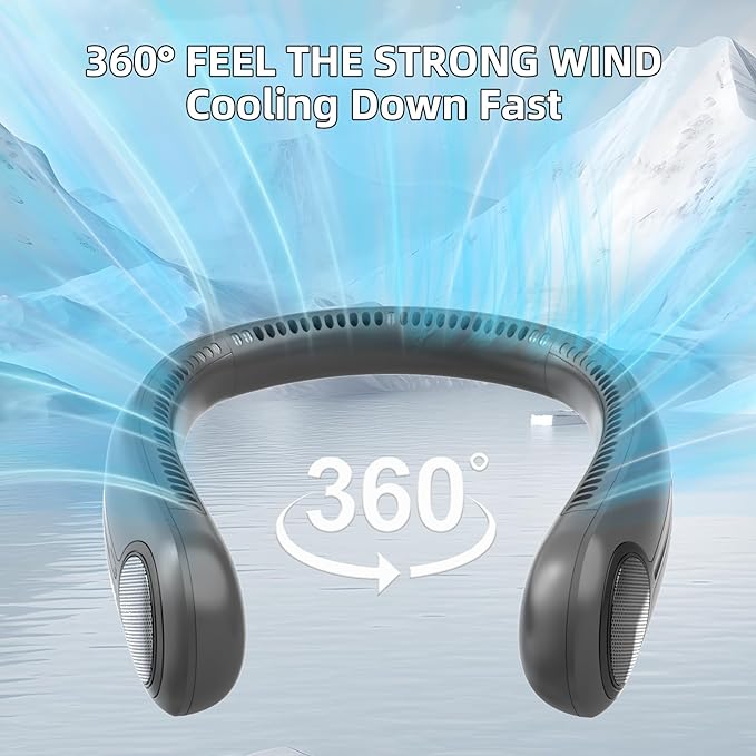 Kinhowly Portable Neck Fan, Hands Free Personal Wearable Bladeless Fan - Image 2