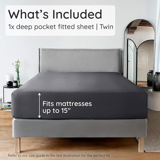 Bambaw 100% Viscose Derived from Bamboo Fitted Sheet Twin Size, Cooling Fitted - Image 2