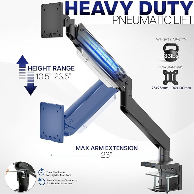 VIVO Premium Aluminum Heavy Duty Monitor Arm - Image 4