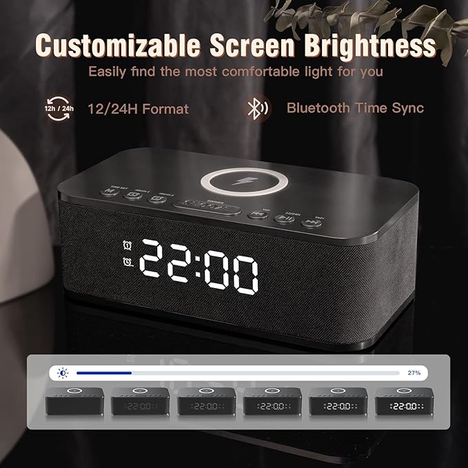 Dual Alarm Clock Radio Bedroom, Digital Alarm Clocks Bedrooms Bluetooth - Image 3