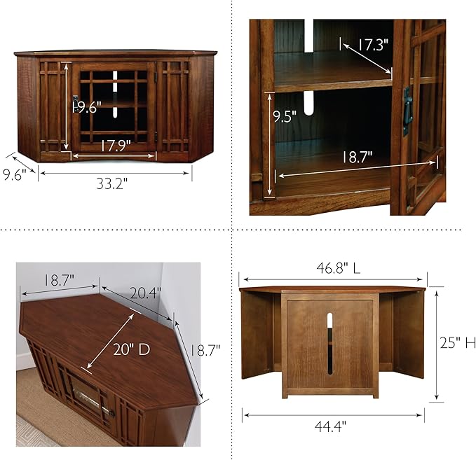 Leick Home 82285 Mission Corner TV Stand Made from Solid Wood, One Door and - Image 3