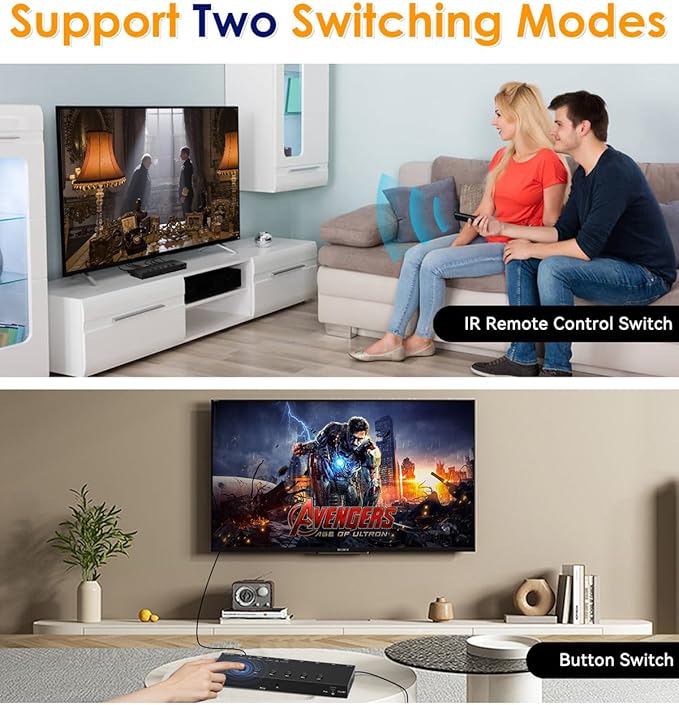 2-in-1 HDMI & AV Switcher – Play PS5 & Retro Games on 1 TV, 3 HDMI 2.0 + 2 RCA - Image 4