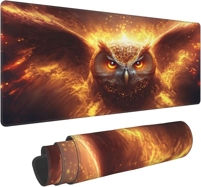 Golden Owl Extended Big Mouse Pad Large, XL Gaming Mouse Pad Desk Pad, by CANFLASHION