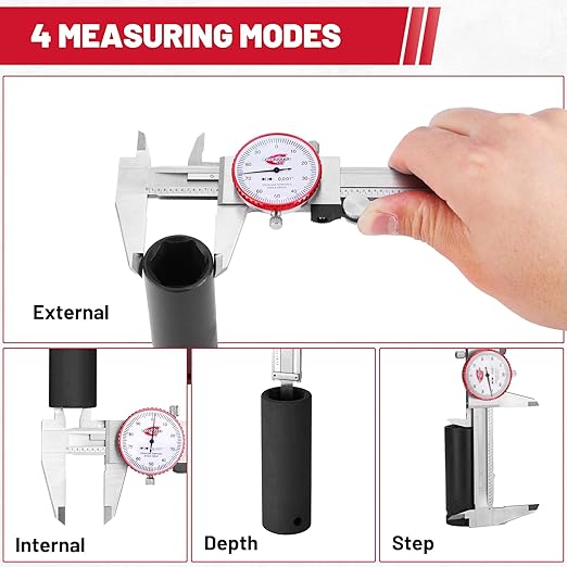 Standard Gage 0-6" Range SAE Dial Caliper Measuring Tool, Analog Precision - Image 5