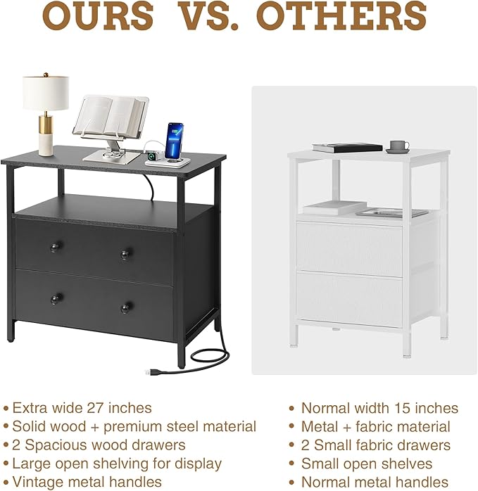 Edbuosy 27 inch Wide Night Stand Set 2 - Image 7