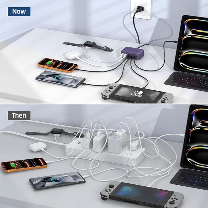 USB C Charger Block, 100W GaN 6 Port PD USB C QC USB A Wall Charger Adapter - Image 8