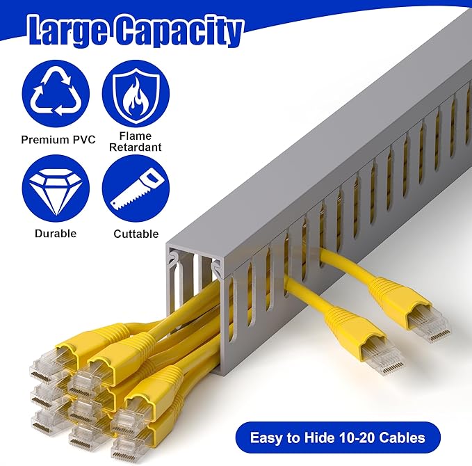 ZhiYo H2in x W1in Server Rack Cable Management Raceway, 99in Cable Raceway Kit - Image 3