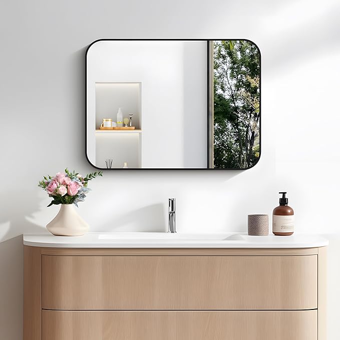 FORBATH Bathroom Mirror for Over Sink 18x24 Inch Black, Rectanglar Wall Mirror - Image 4
