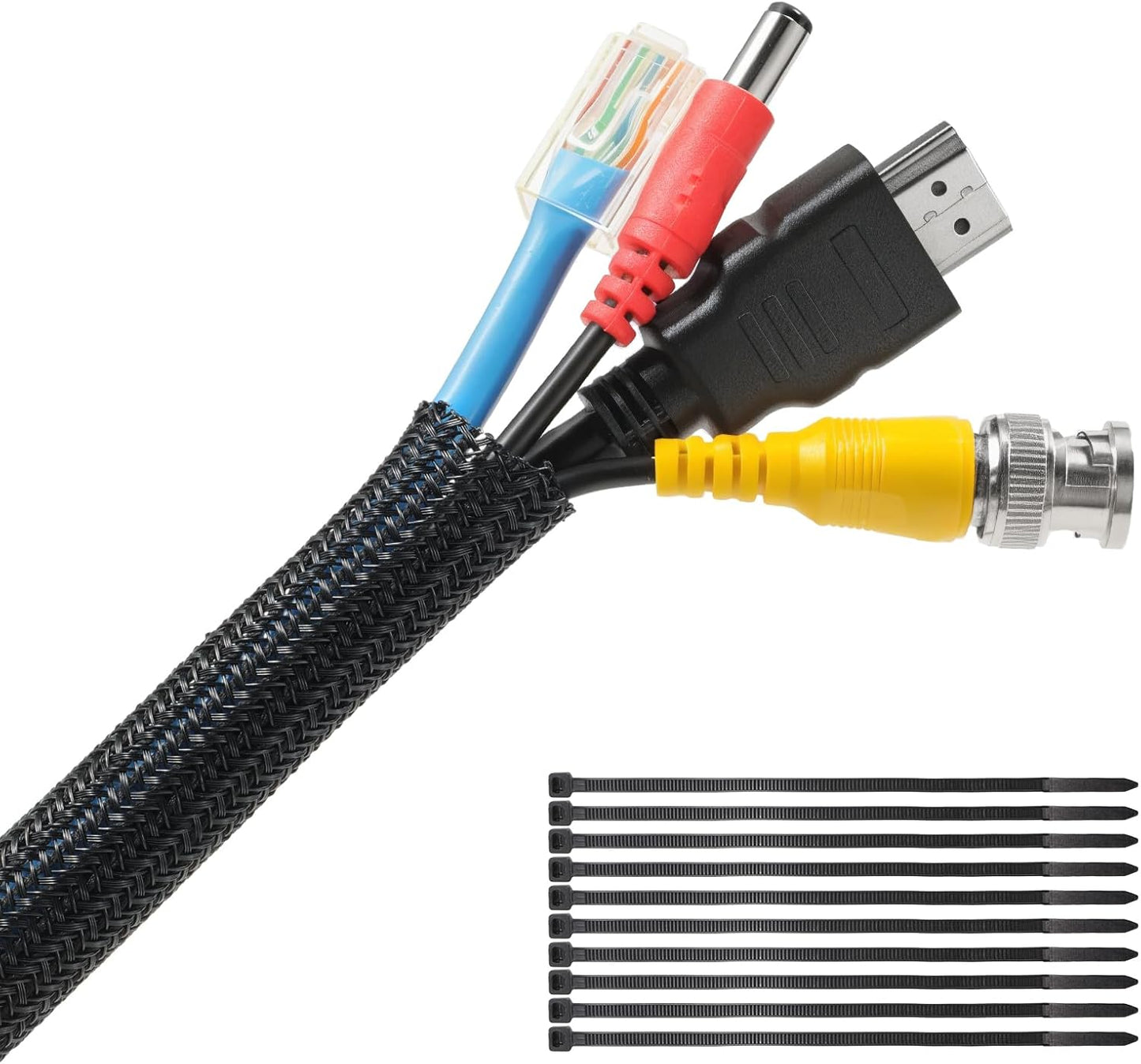 Yecaye 10ft - 1/2 inch Cord Protectors from Pets no Chew, Black | Split Cable Management Sleeves, Wire Loom Tubing for TV USB Cord Protector, Cord Covers for Pets Bite-Resistant