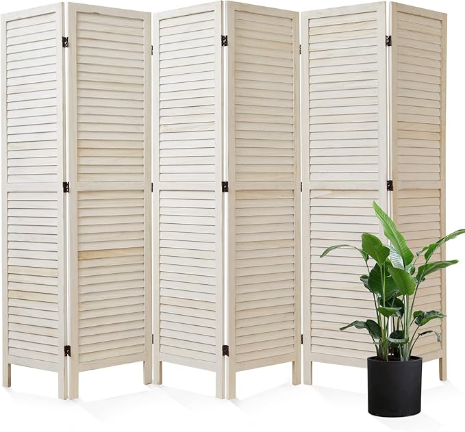 Room Dividers and Folding Privacy Screens, Wood Louvered Separators Divider Wall - Image 8