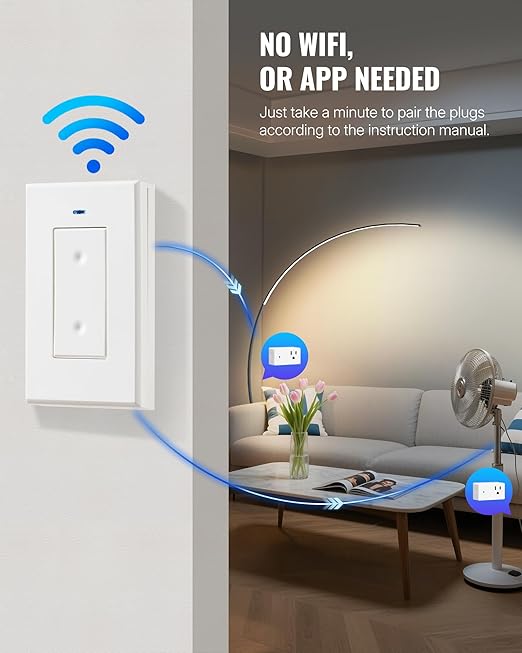 WILAWELS Remote Control Outlet Wireless Light Switch, Removable Remote Outlet - Image 3