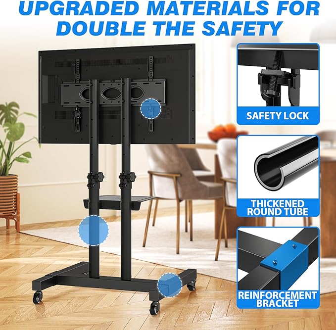 Rfiver Mobile TV Cart Rolling TV Stand - Image 7