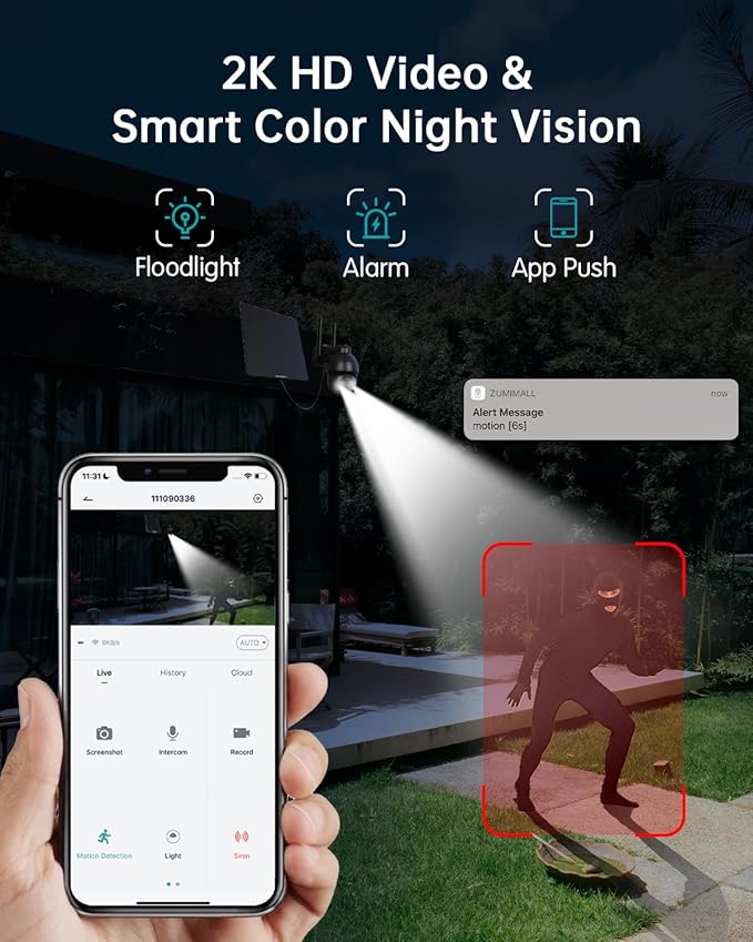 ZUMIMALL 4G LTE Cellular Solar Security Cameras Wireless Outdoor, 3MP No WiFi - Image 5