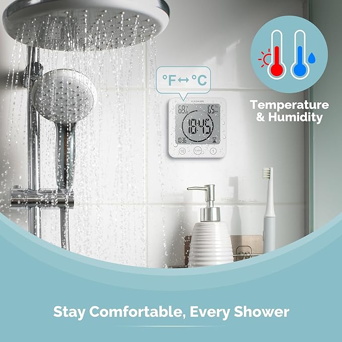 KADAMS Shower Clock Waterproof Bathroom Timer – Digital Wall Clock - Image 4