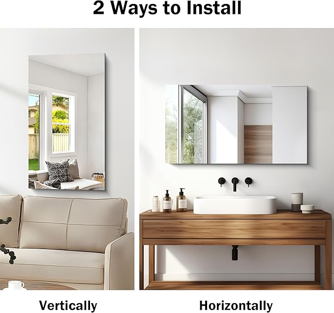 CILIBER Frameless Mirror, 20x36 Inch Bathroom Mirrors - Image 7