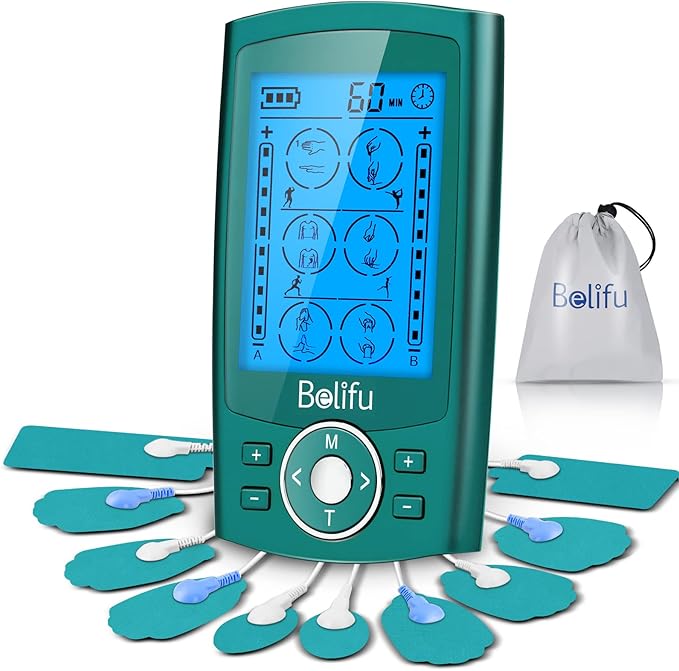 Belifu Dual Channel TENS EMS Unit 24 Modes Muscle Stimulator by Belifu