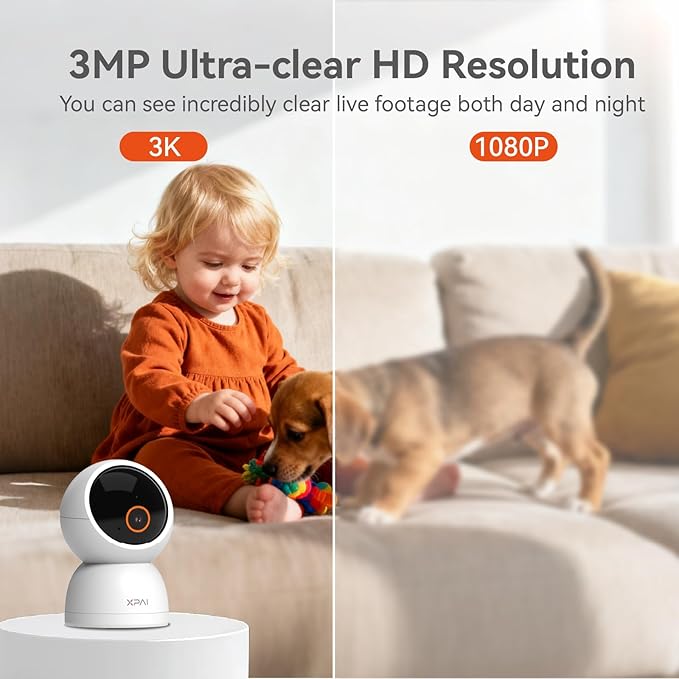 xpai Indoor Camera Wireless, 3K Indoor Camera No Subscription, 360° Motion - Image 3