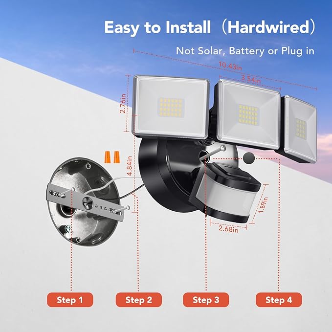 OREiN 4500LM/30W Flood Lights Outdoor, 180°/50FT Motion Sensor Outdoor Lights 3 - Image 6
