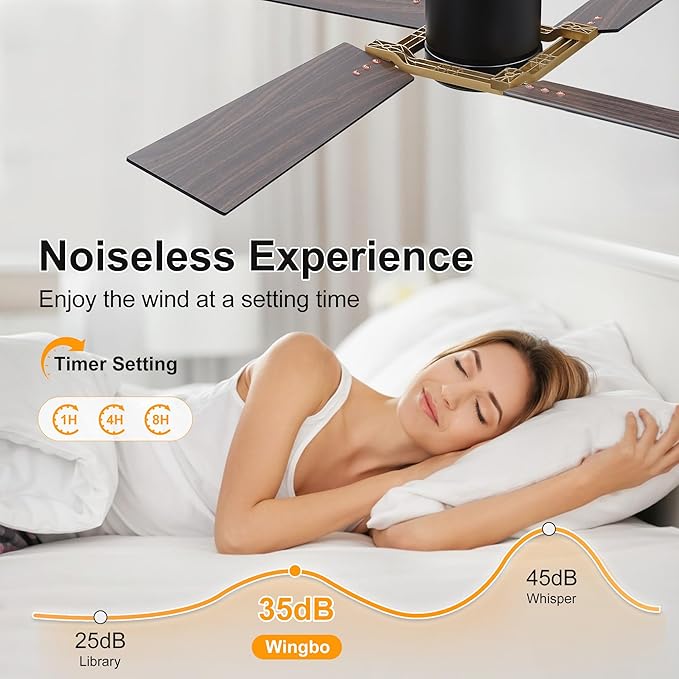 WINGBO 48 Inch Flush Mount Ceiling Fan without Light - Image 4