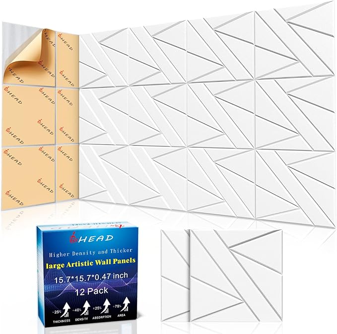 12 Pack Large Self-Adhesive Soundproof Wall Panels, 15.7 x 15.7 x 0.47 in Sound by Staytunedforournewproduct