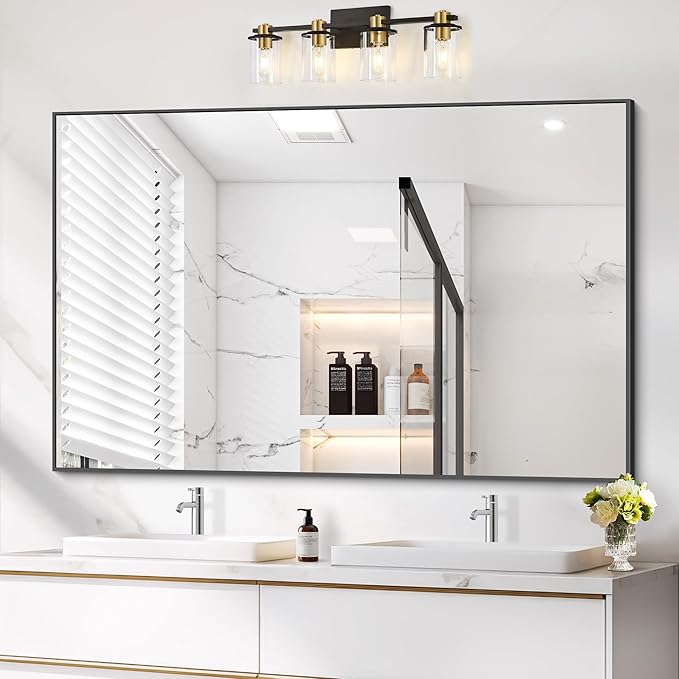 Black Bathroom Mirror, Modern Vanity Wall Mirror - Image 2