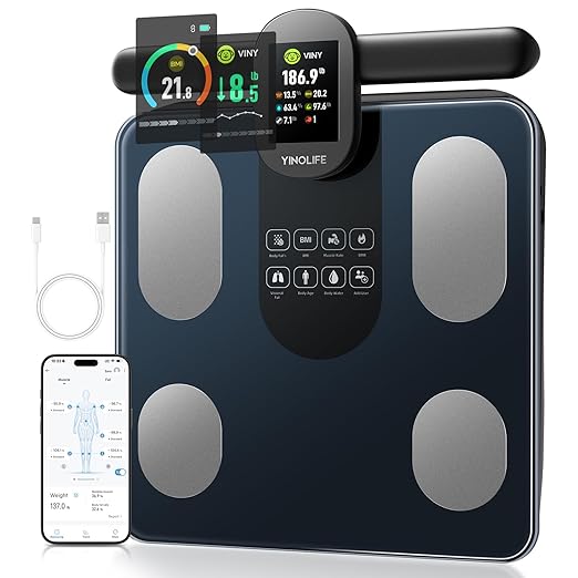 YINOLIFE Scale for Body Weight, 8 Electrode Smart Bathroom Scale by YINOLIFE